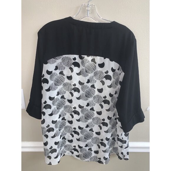 ASOS women's print top sz 14 button down black white see through - Picture 5 of 7